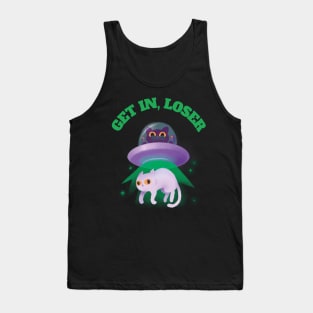 Get In Loser Shirt Alien UFO Cat Funny Extraterrestrial Tank Top